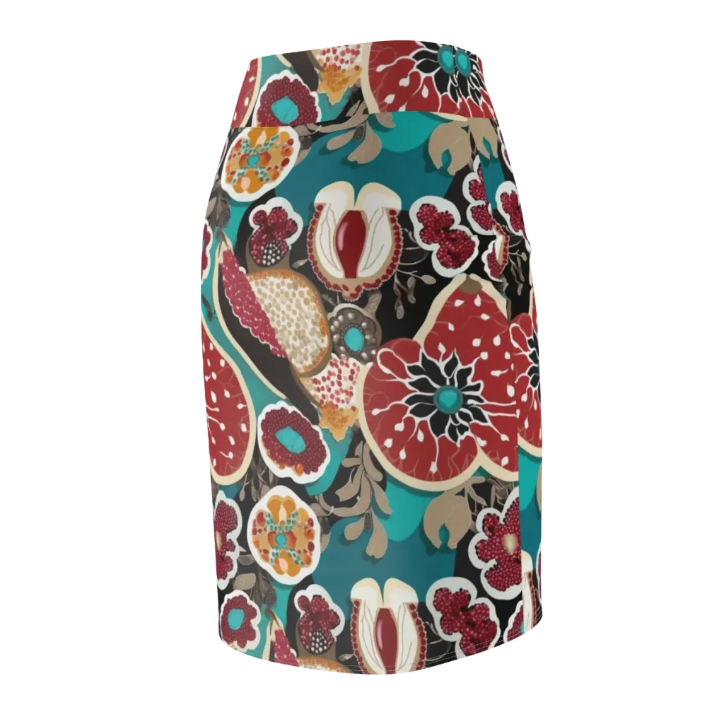 Garnet Garden on Pencil Skirt — Back Side