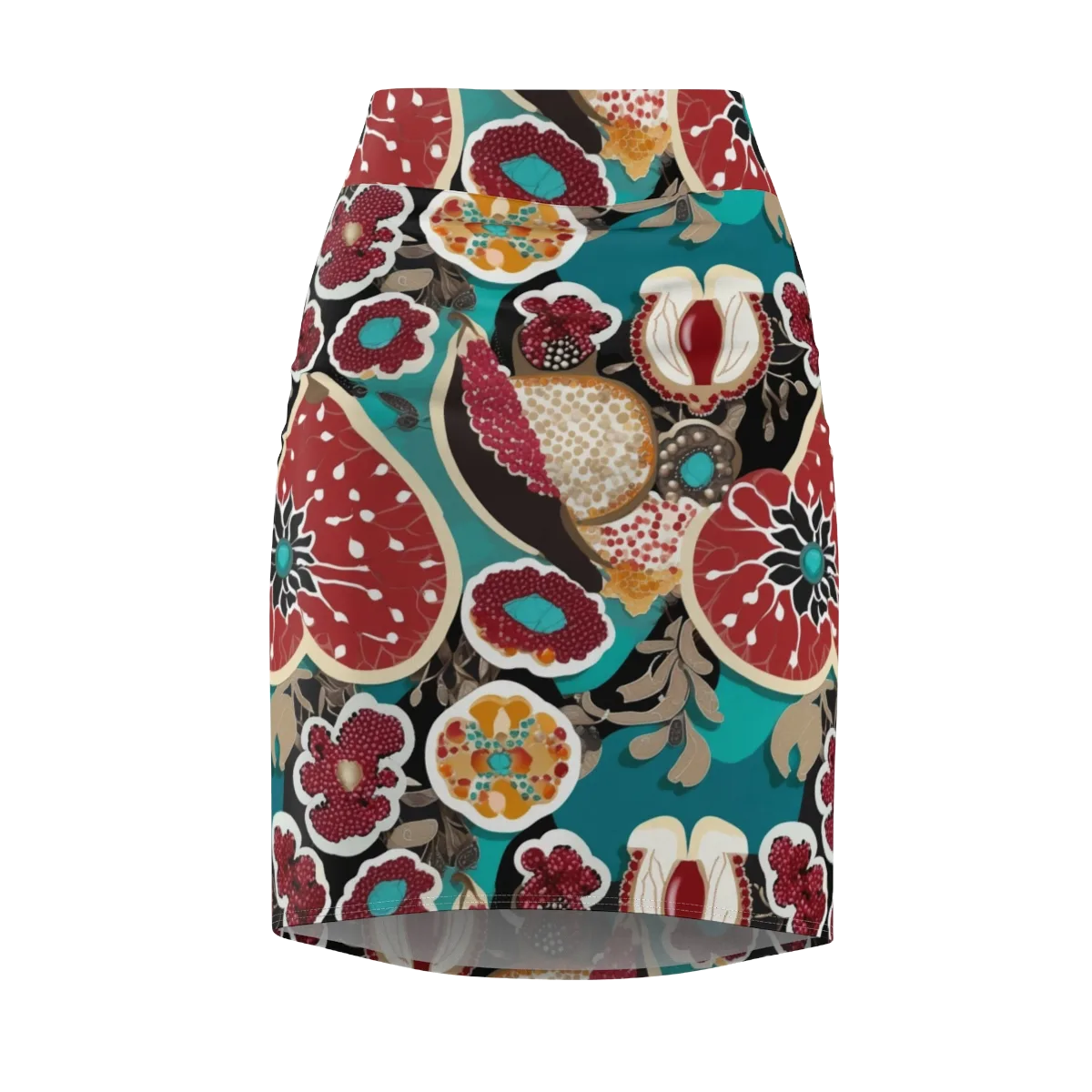 Garnet Garden on Pencil Skirt — Front