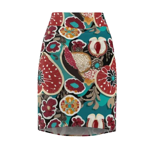 Garnet Garden on a Pencil Skirt