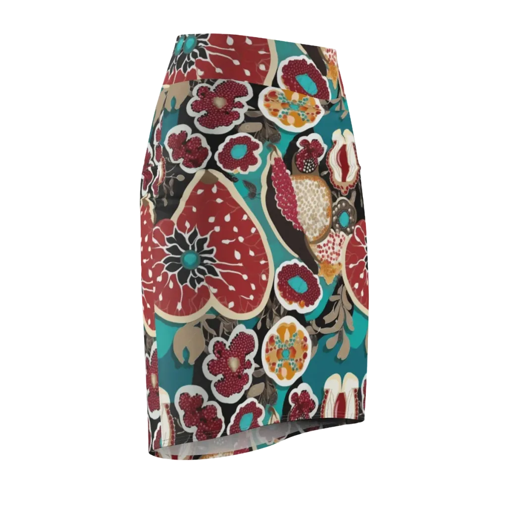 Garnet Garden on Pencil Skirt — Front Side