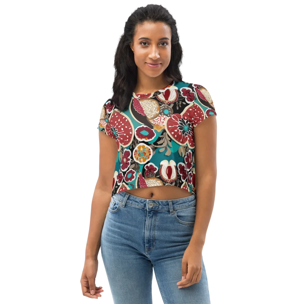 Garnet Garden on Crop Tee — Front
