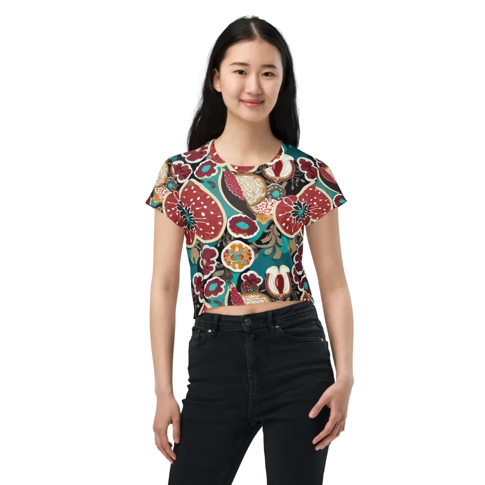 Garnet Garden on Crop Tee — Front