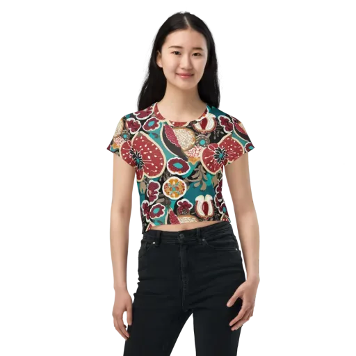 Garnet Garden on a Crop Tee
