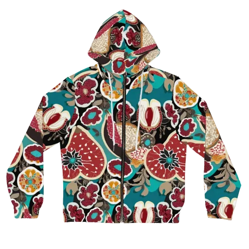 Garnet Garden on a Women's Full-Zip Hoodie