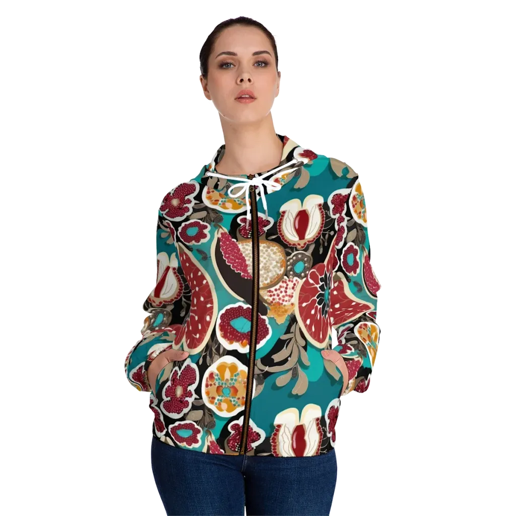 Garnet Garden on Women's Full-Zip Hoodie — Front On Person