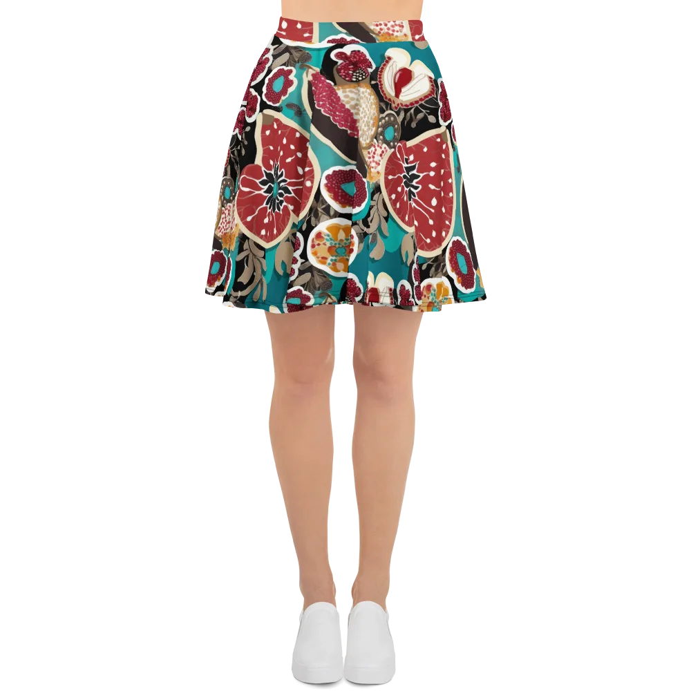 Garnet Garden on Skater Skirt — Front