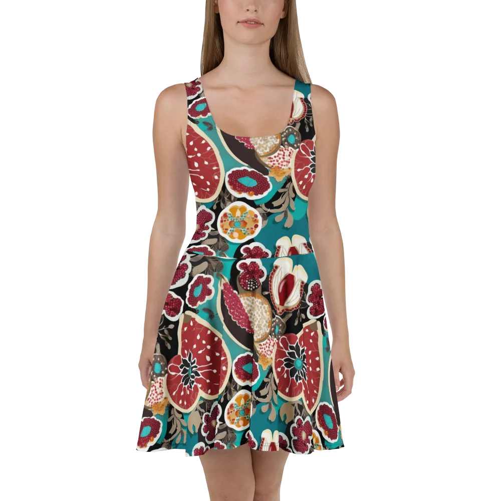 Garnet Garden on Skater Dress — Front