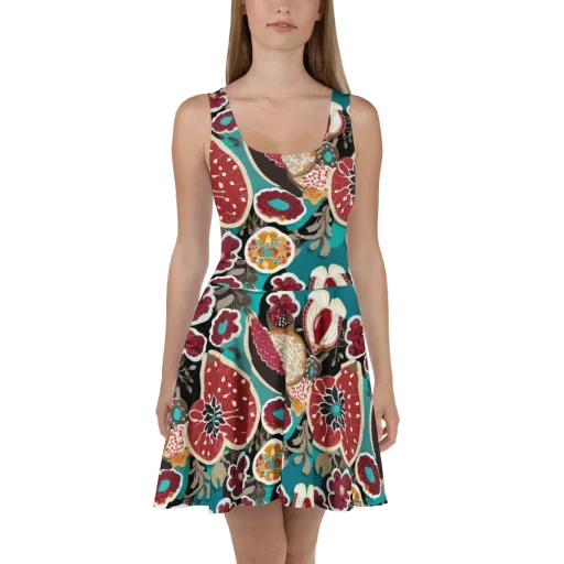 Garnet Garden on a Skater Dress