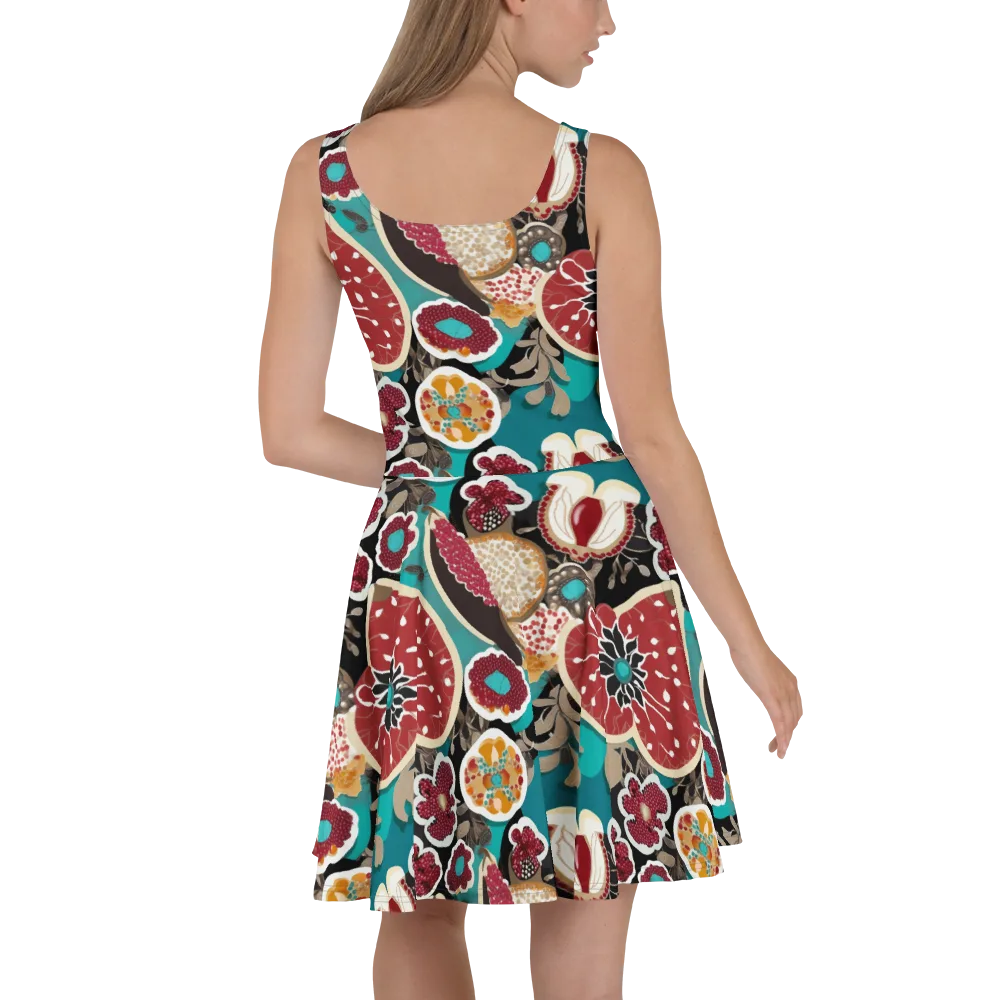 Garnet Garden on Skater Dress — Back