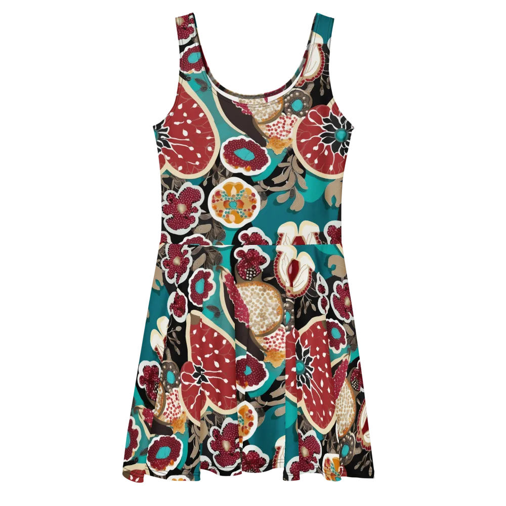 Garnet Garden on Skater Dress — Front