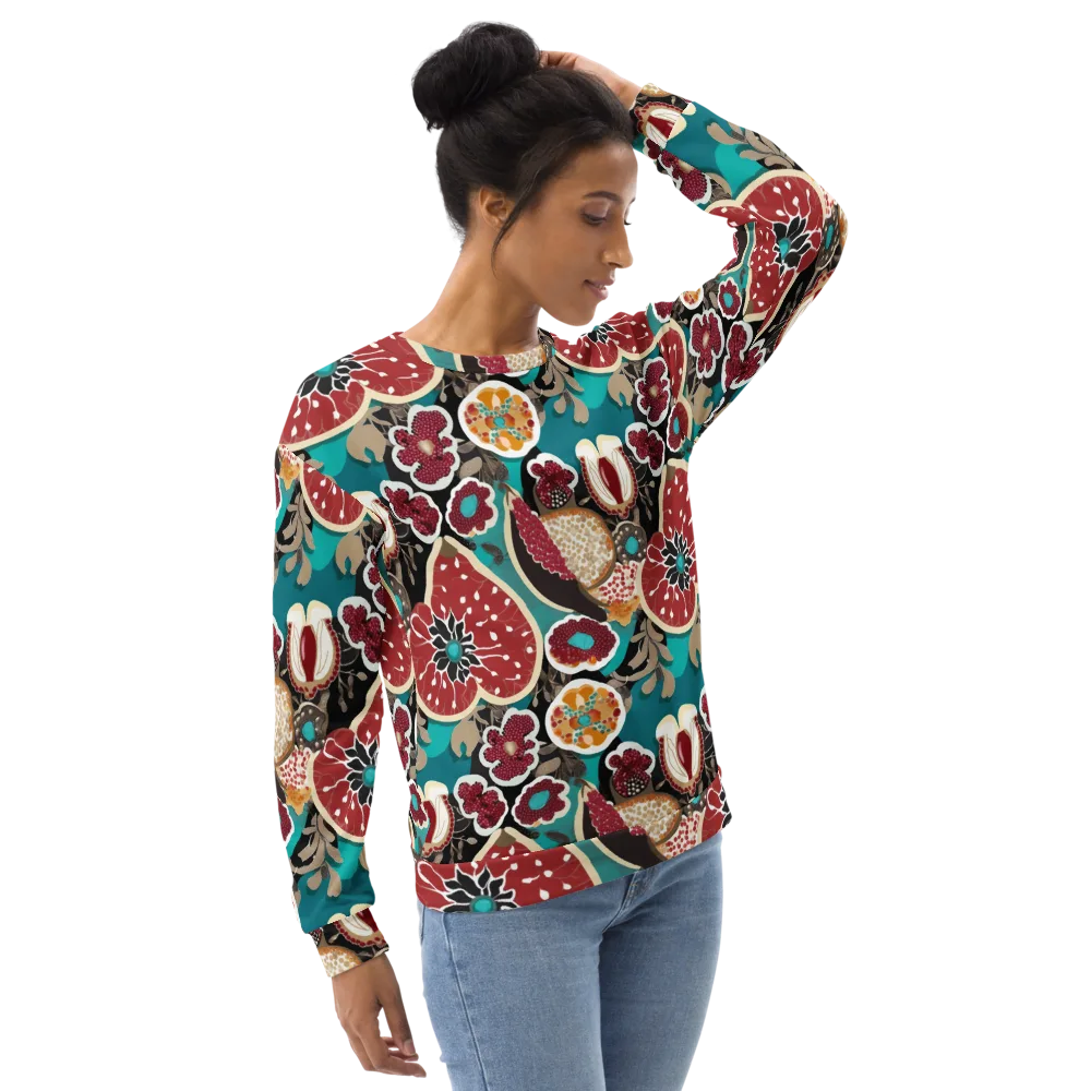 Garnet Garden on Sweatshirt — Right Front