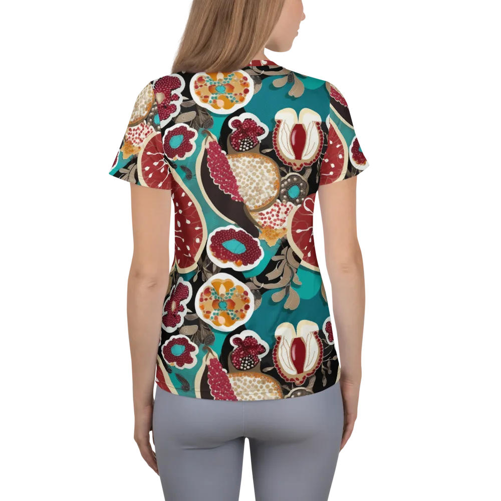 Garnet Garden on Women's Athletic T-Shirt — Back