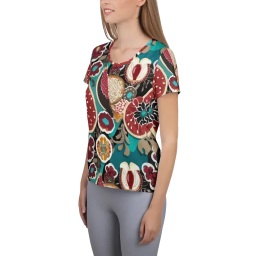 Garnet Garden on a Women's Athletic T-Shirt