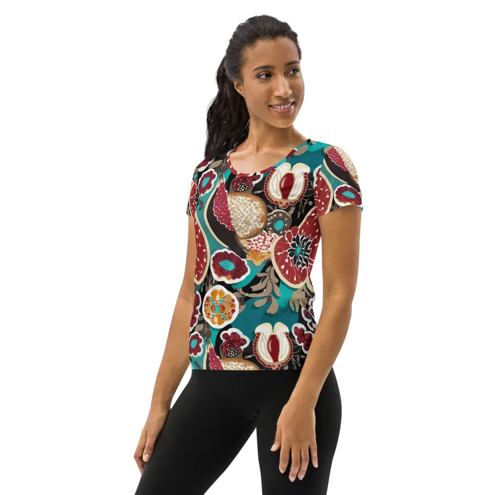 Garnet Garden on Women's Athletic T-Shirt — Left