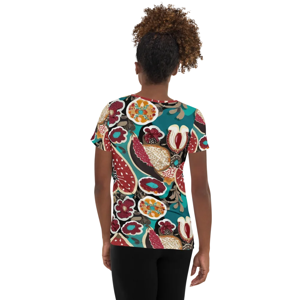 Garnet Garden on Women's Athletic T-Shirt — Back