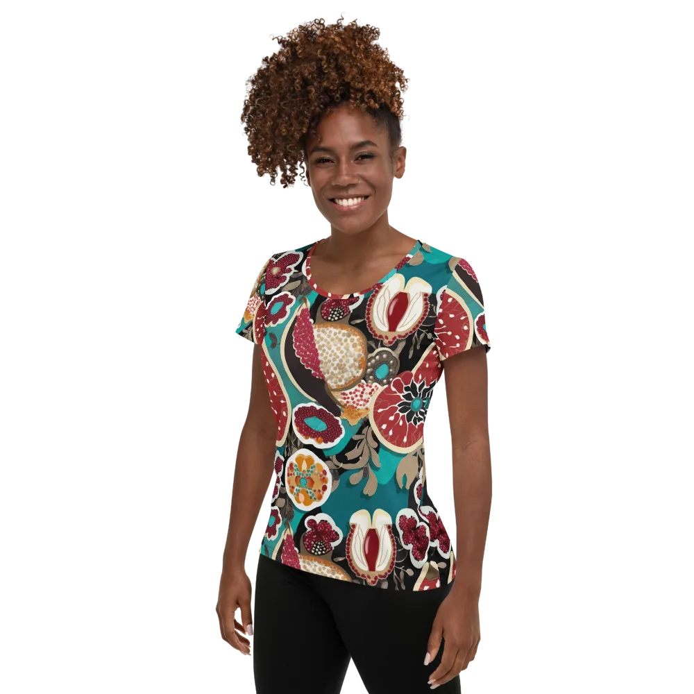 Garnet Garden on Women's Athletic T-Shirt — Left