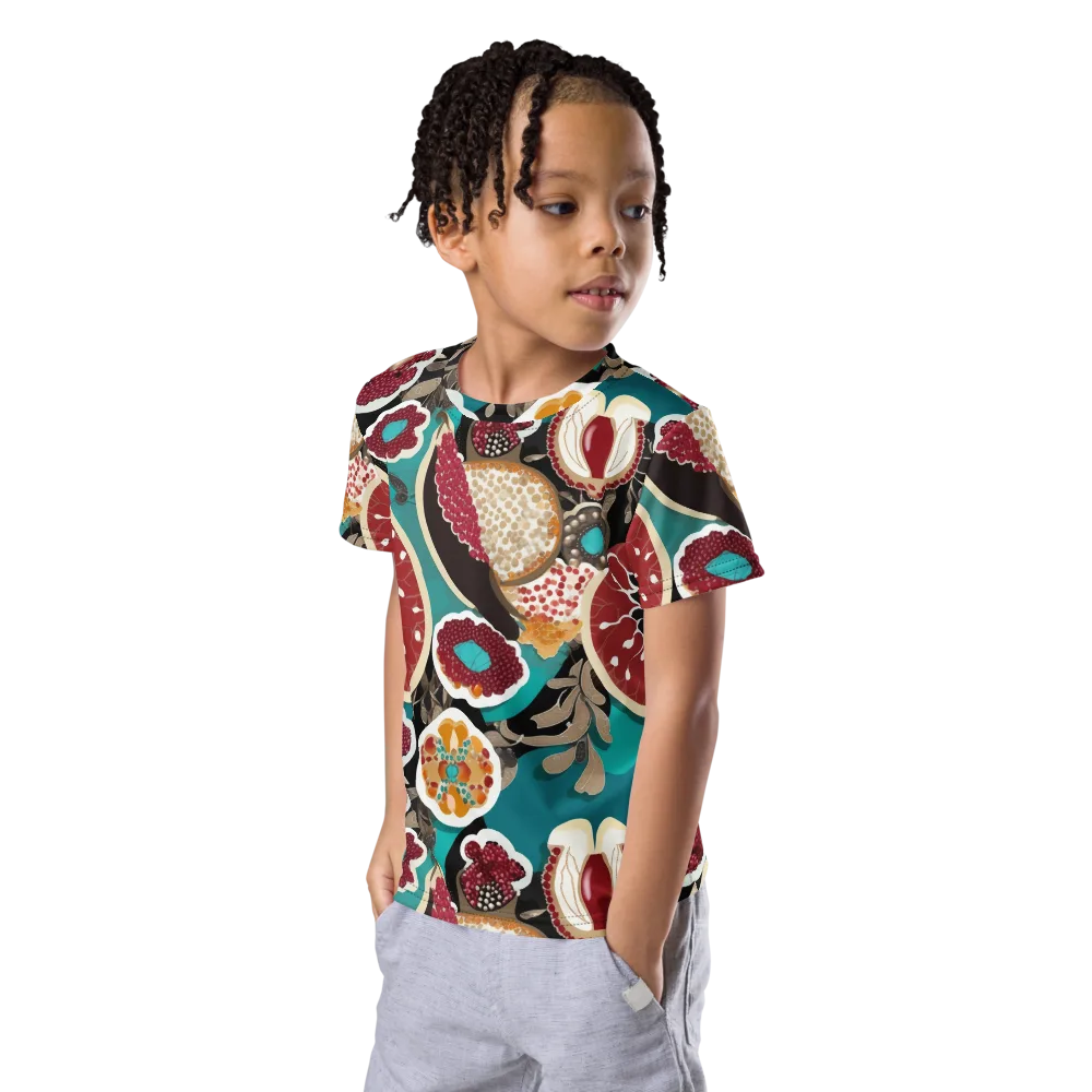 Garnet Garden on Kids Crew Neck T-Shirt — Left Front