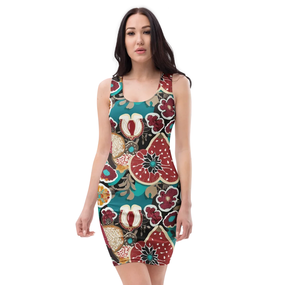 Garnet Garden on Bodycon Dress — Front