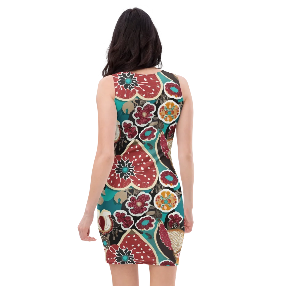 Garnet Garden on Bodycon Dress — Back