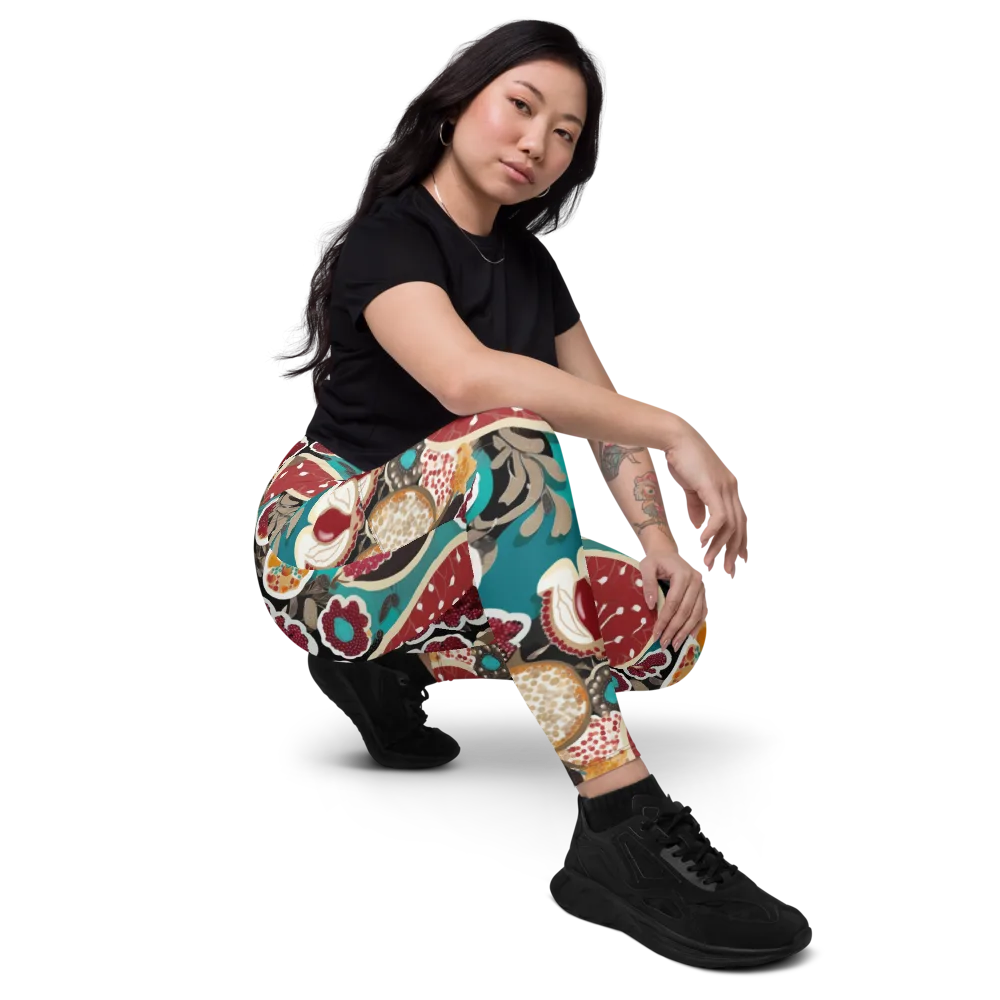 Garnet Garden on Leggings with Pockets — Right Front