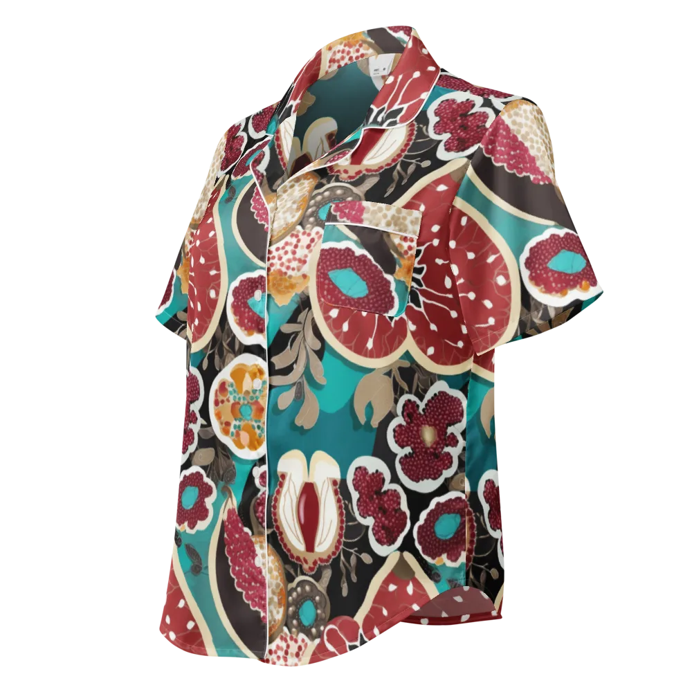 Garnet Garden on Women's Short Sleeve Pajama Top — Left Front