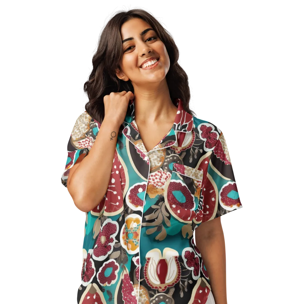 Garnet Garden on Women's Short Sleeve Pajama Top — Front