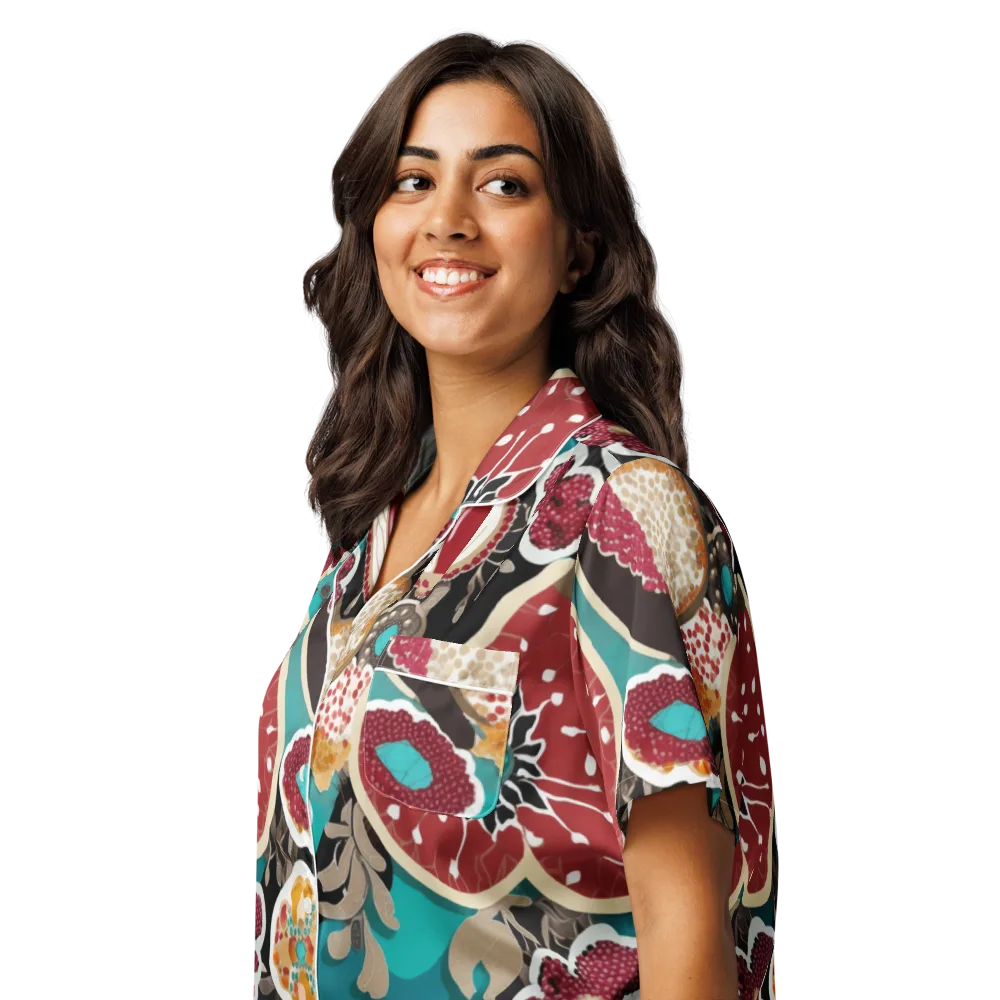 Garnet Garden on Women's Short Sleeve Pajama Top — Left Front