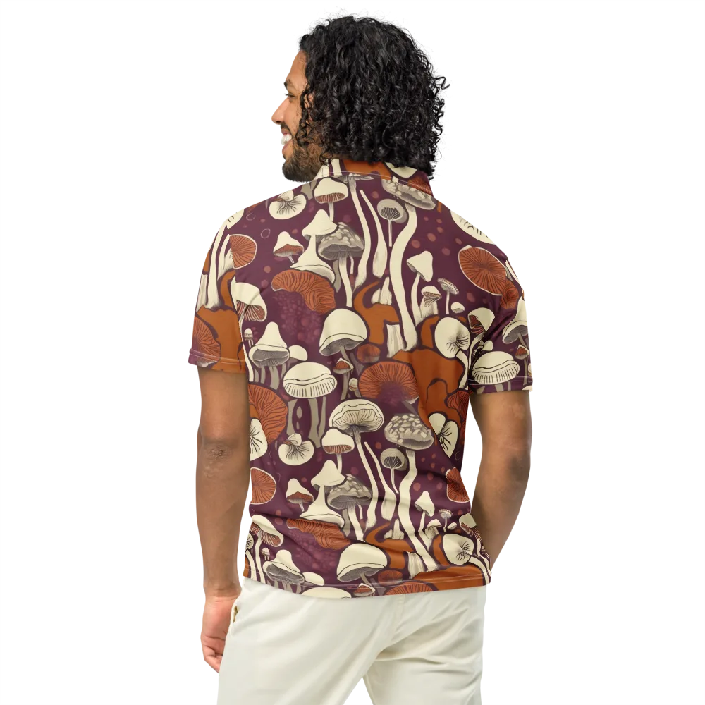 Mushroom Moonrise on Men's Slim Fit Polo Shirt — Back