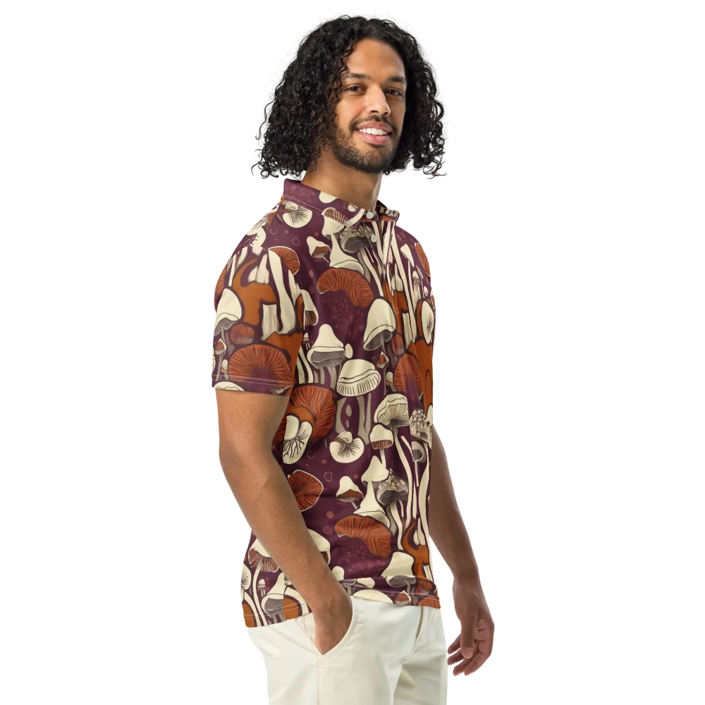 Mushroom Moonrise on Men's Slim Fit Polo Shirt — Right Front