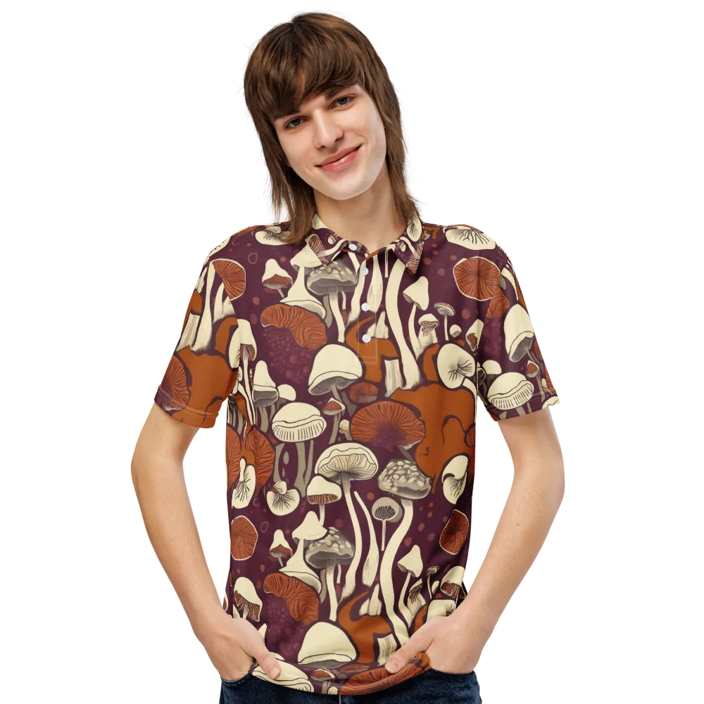 Mushroom Moonrise on Men's Slim Fit Polo Shirt — Front