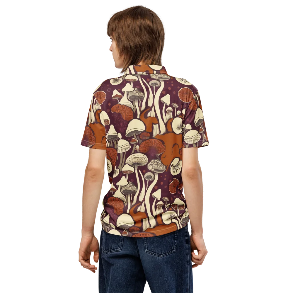 Mushroom Moonrise on Men's Slim Fit Polo Shirt — Back