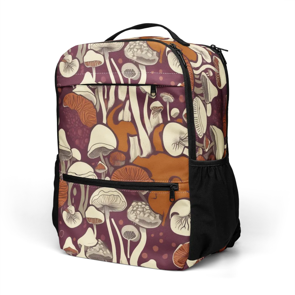 Mushroom Moonrise on Utility Backpack — Left Front