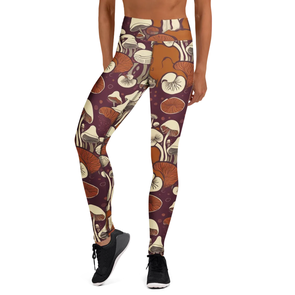 Mushroom Moonrise on Yoga Leggings — Front