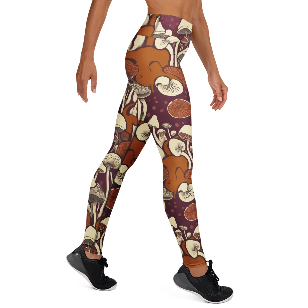 Mushroom Moonrise on Yoga Leggings — Right