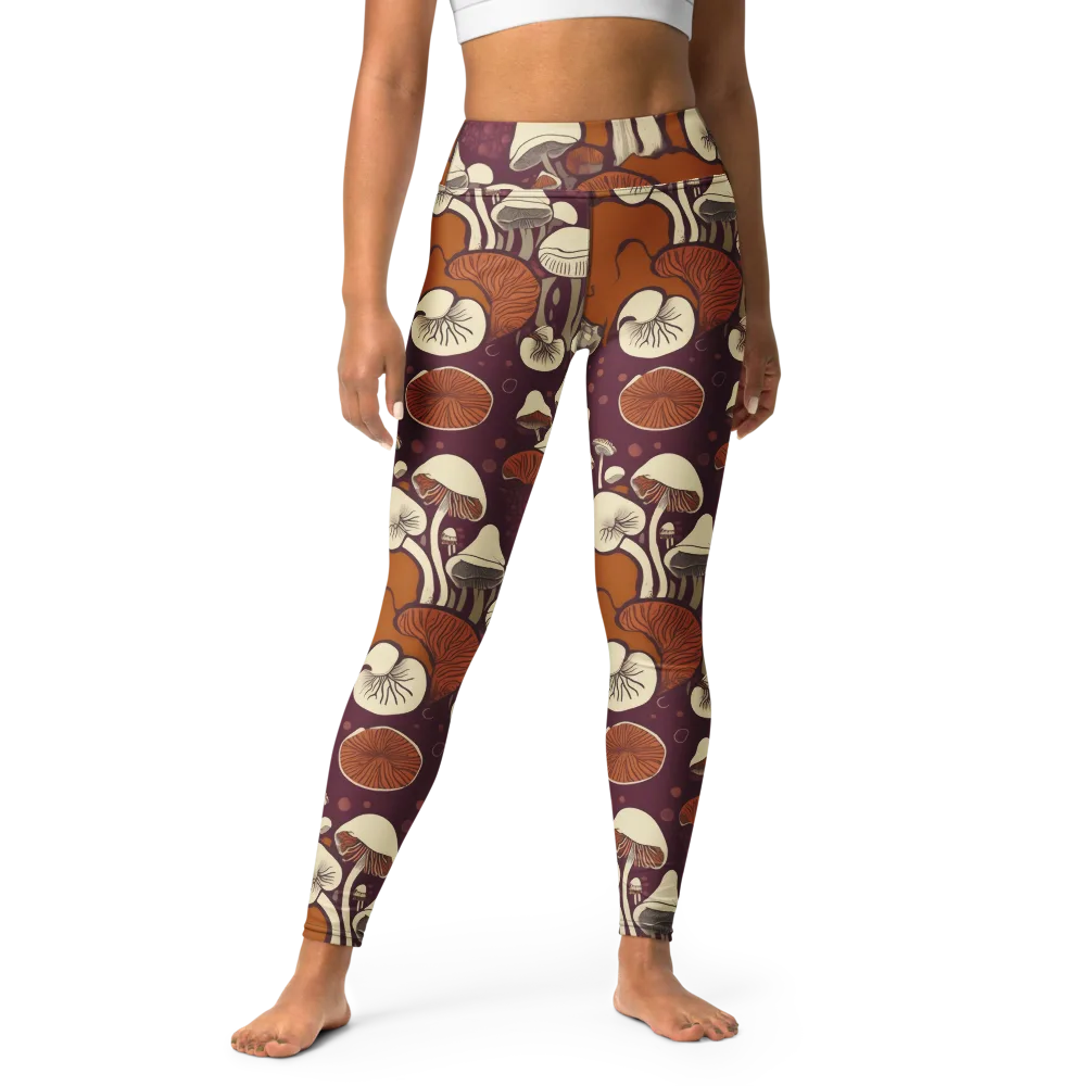 Mushroom Moonrise on Yoga Leggings — Front