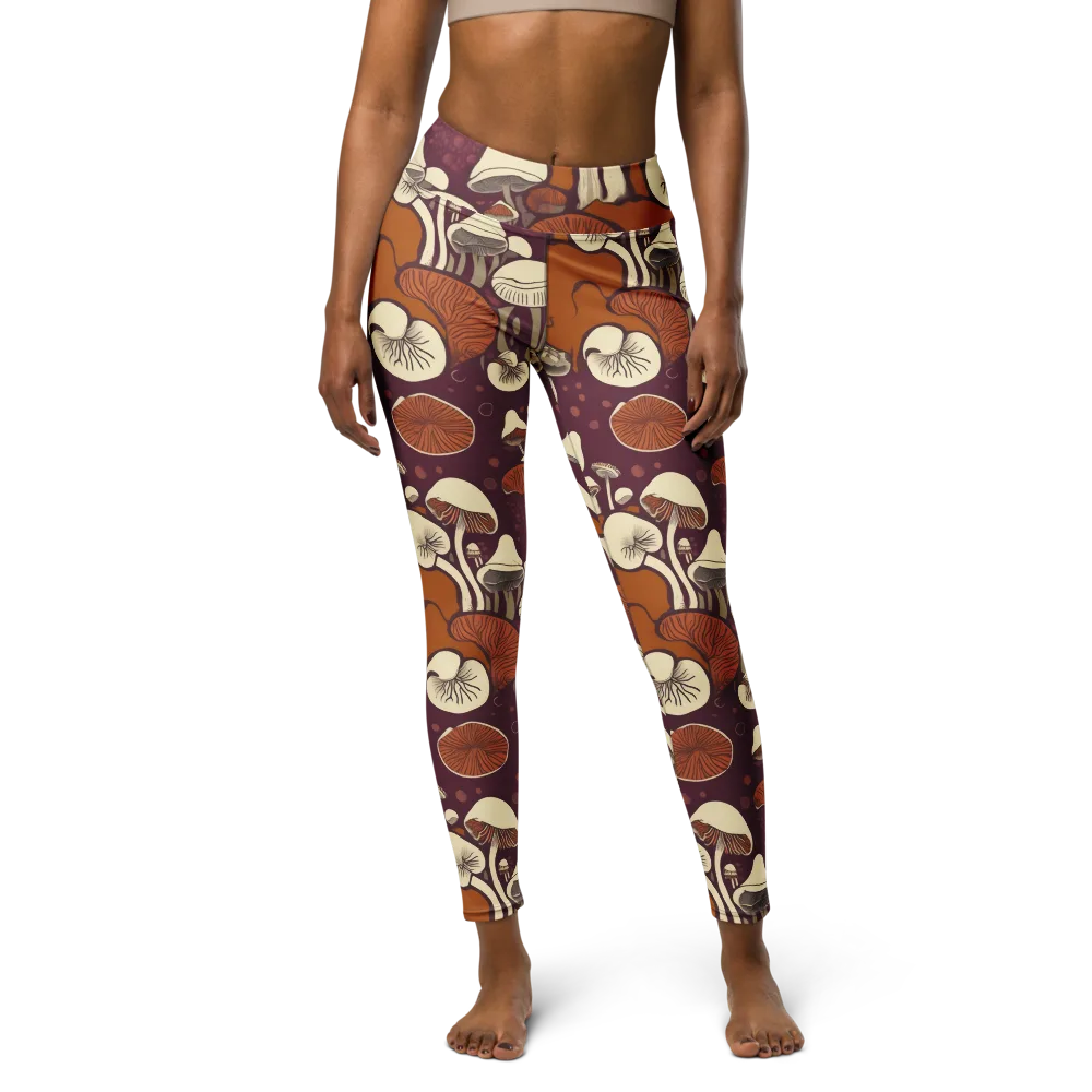 Mushroom Moonrise on Yoga Leggings — Front