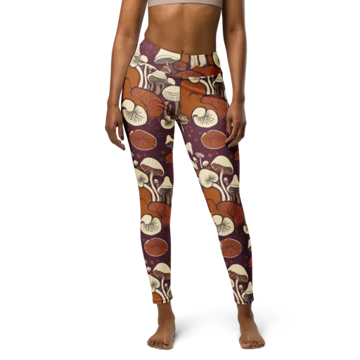 Mushroom Moonrise on a Yoga Leggings