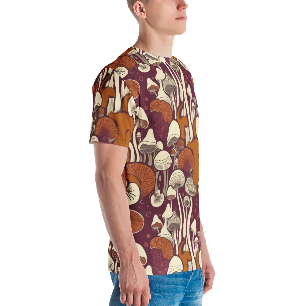 Mushroom Moonrise on Men's Crew Neck T-Shirt — Right