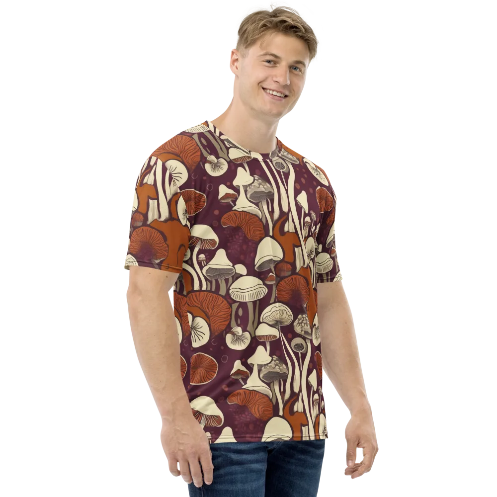 Mushroom Moonrise on Men's Crew Neck T-Shirt — Right