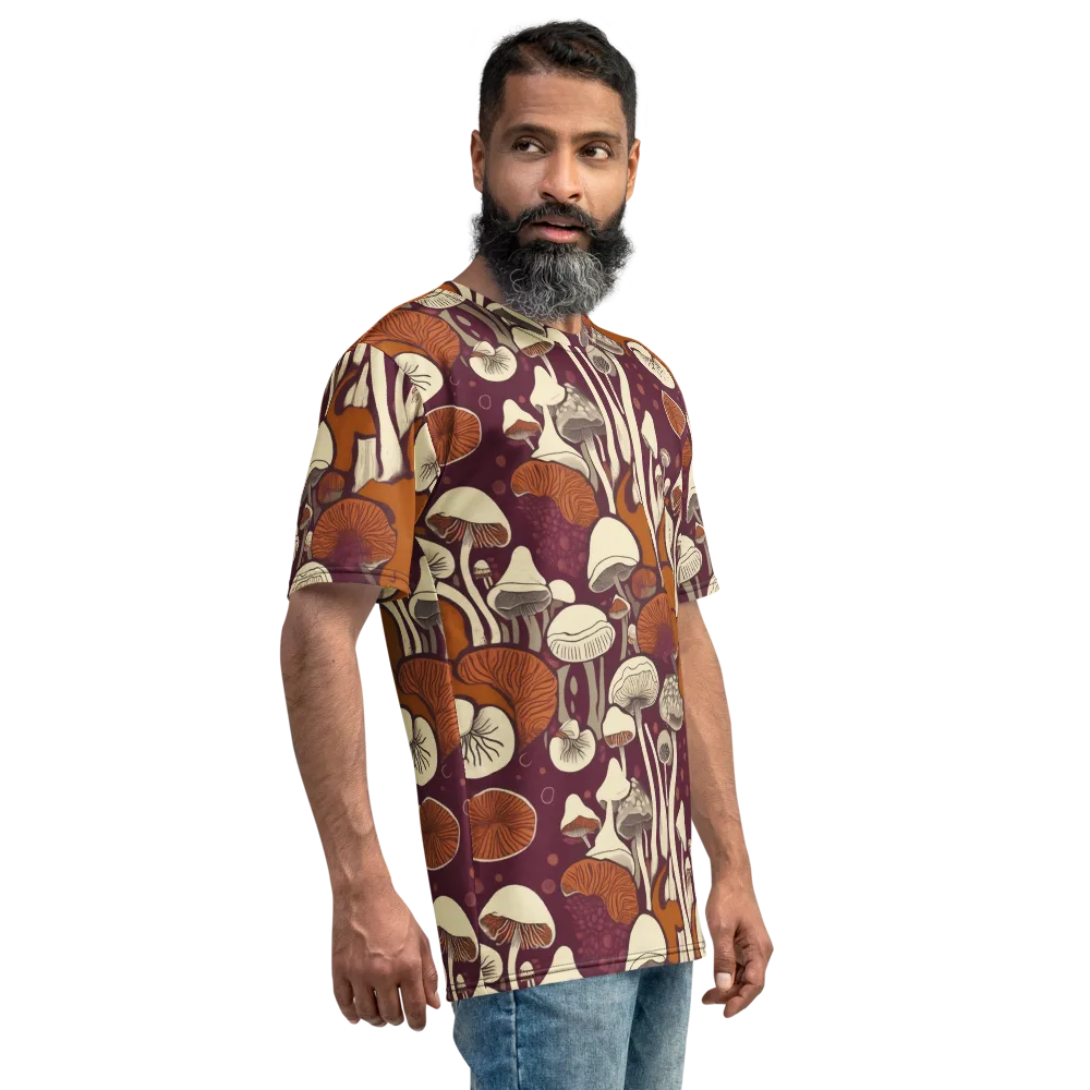 Mushroom Moonrise on Men's Crew Neck T-Shirt — Right