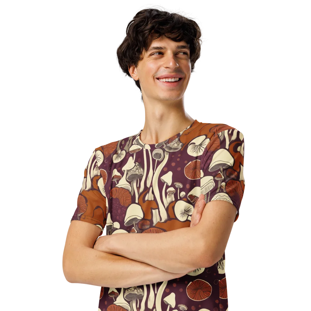 Mushroom Moonrise on Men's Crew Neck T-Shirt — Left Front