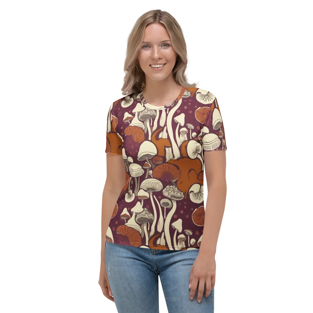 Mushroom Moonrise on Women's Crew Neck T-Shirt — Front