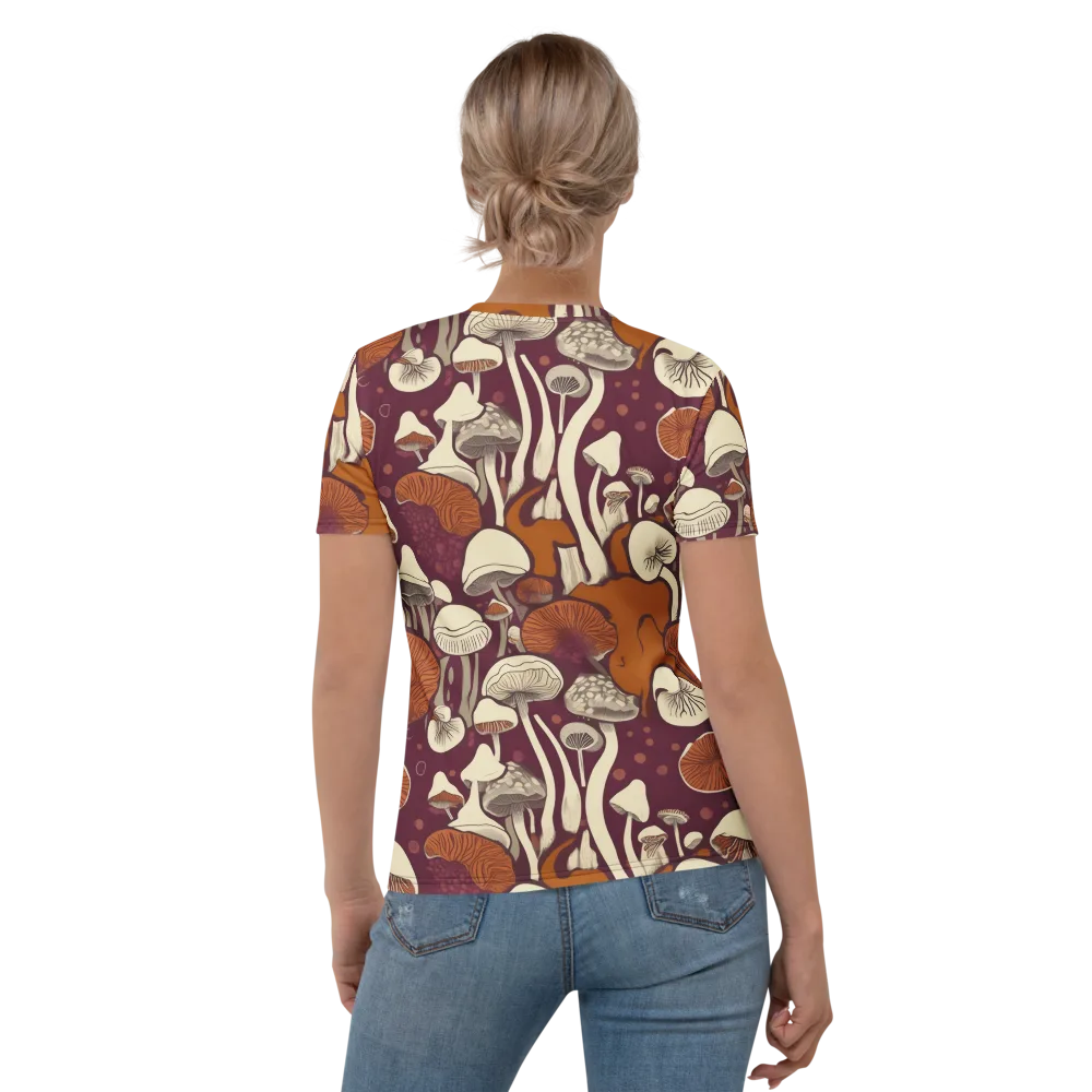 Mushroom Moonrise on Women's Crew Neck T-Shirt — Back