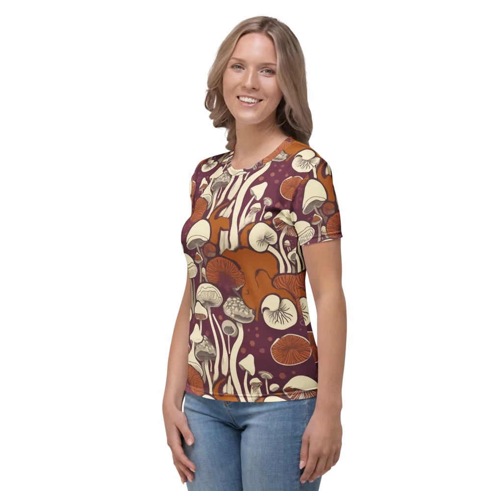 Mushroom Moonrise on Women's Crew Neck T-Shirt — Left