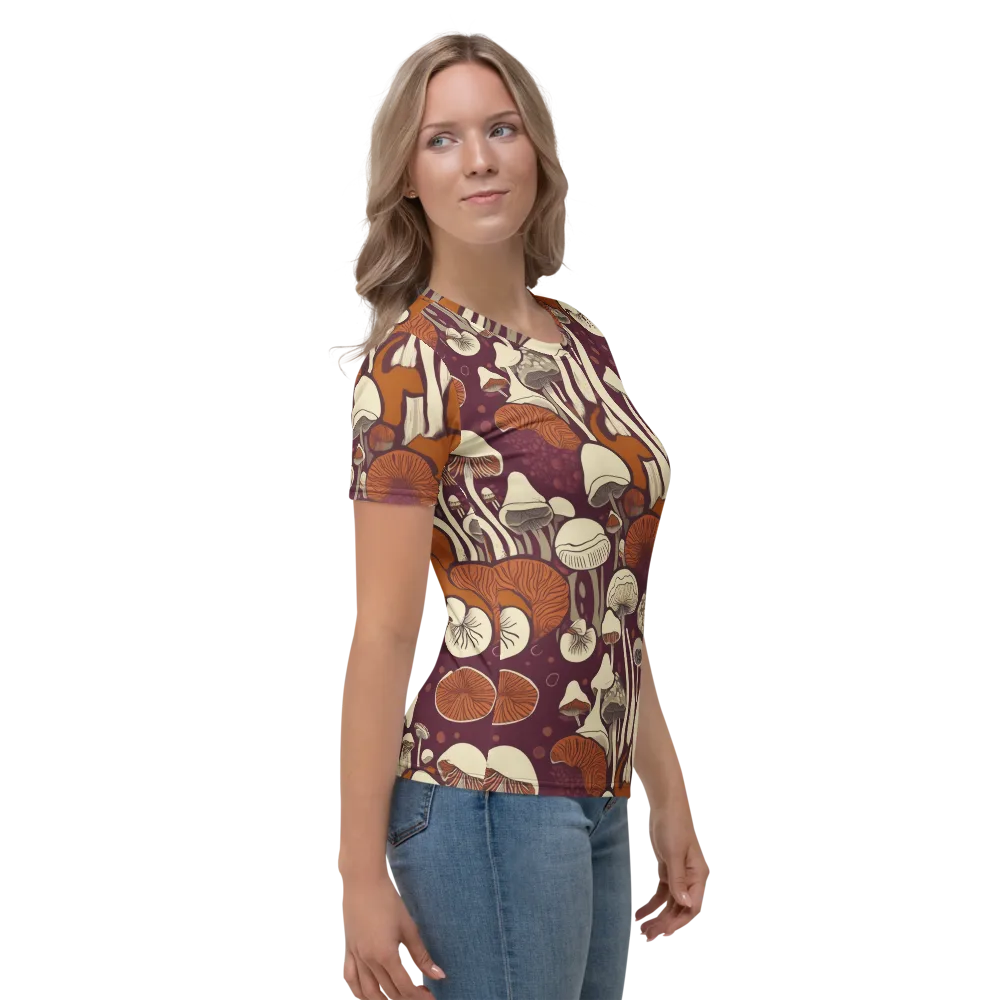 Mushroom Moonrise on Women's Crew Neck T-Shirt — Right