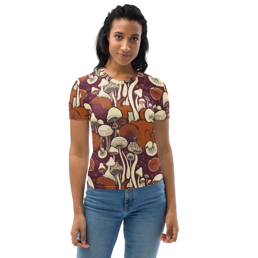 Mushroom Moonrise on Women's Crew Neck T-Shirt — Front