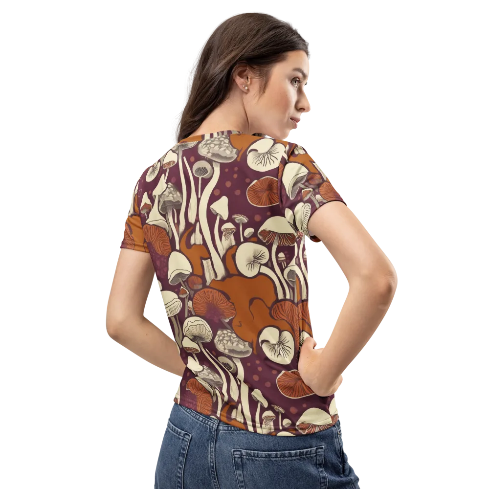 Mushroom Moonrise on Women's Crew Neck T-Shirt — Back