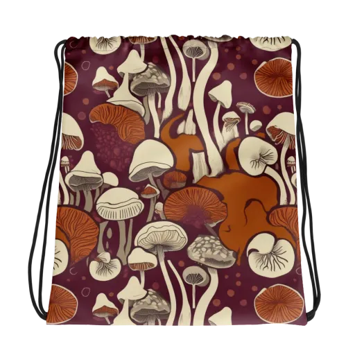 Mushroom Moonrise on a Drawstring Bag