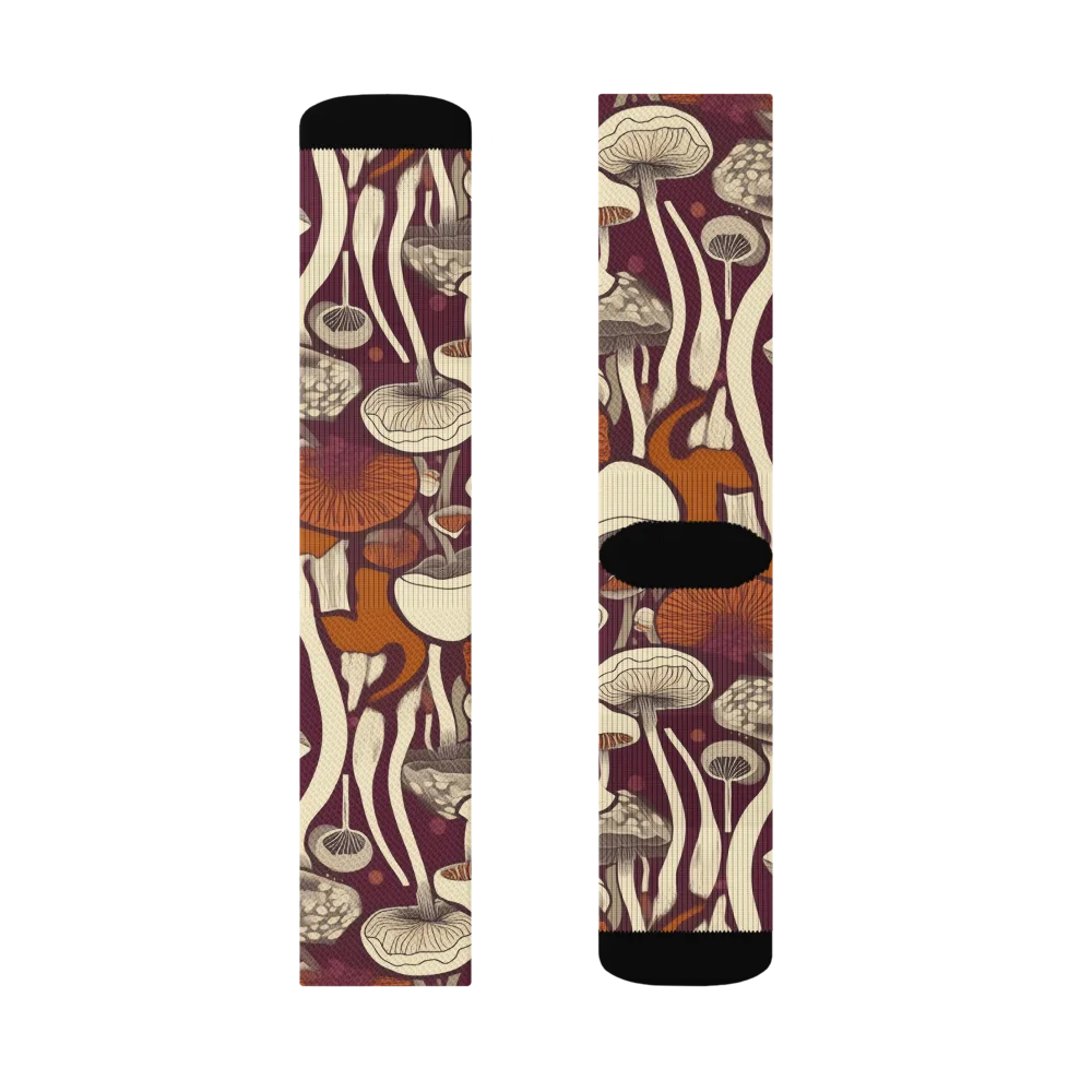 Mushroom Moonrise on Socks — Left Sock