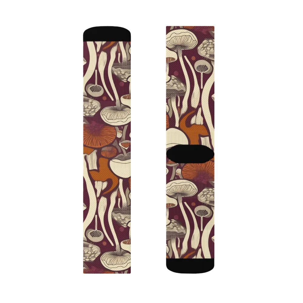 Mushroom Moonrise on Socks — Right Sock